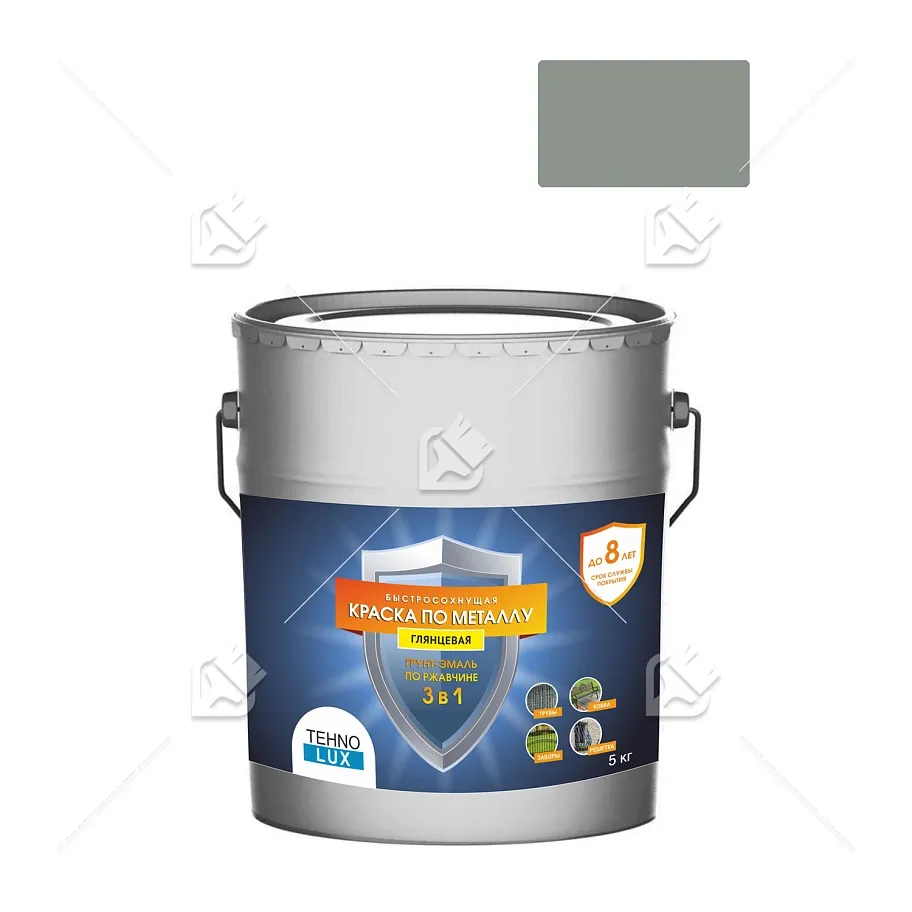 Грунт-эмаль 3 в 1 Технолюкс гладкая серая RAL 7042 5 кг