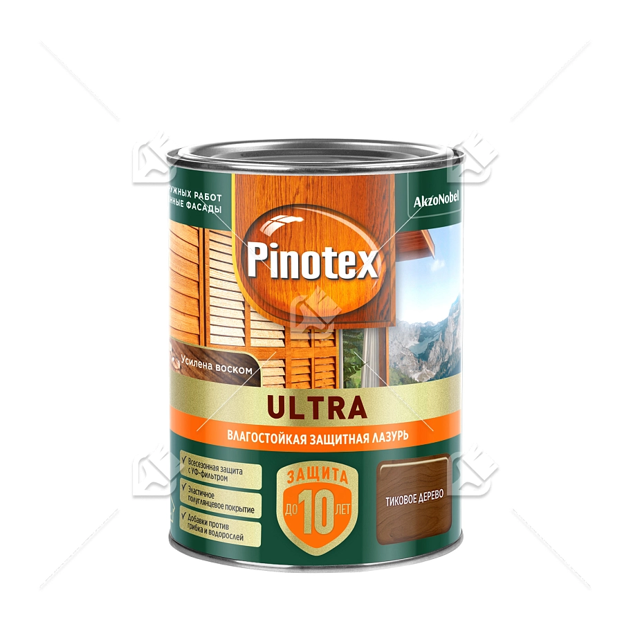 Пропитка декоративная для защиты древесины Pinotex Ultra AWB полуглянцевая тик 0,9 л