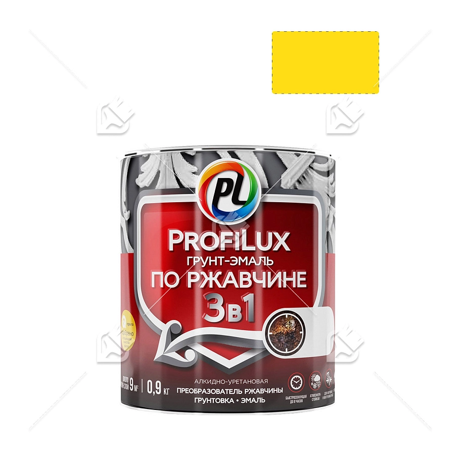 Грунт-эмаль на ржавчину 3 в 1 Profilux полуматовая жёлтая 0,9 кг.