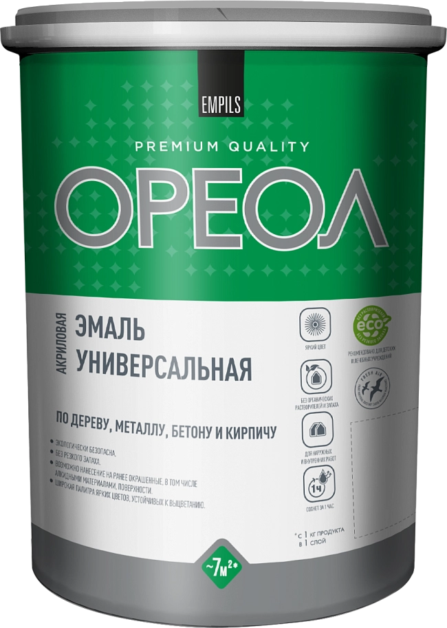 Эмаль универсальная акриловая Ореол глянцевая слоновая кость 2,5 кг