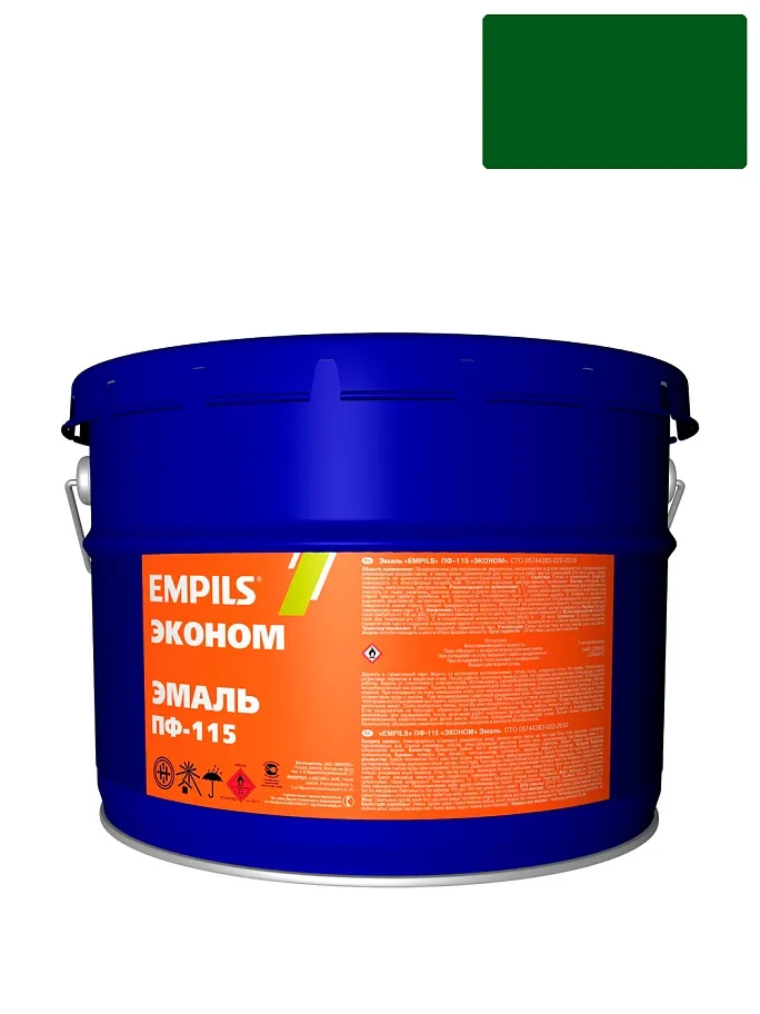 Эмаль ПФ-115 универсальная алкидная Эмпилс эконом ярко-зеленая 20 кг.