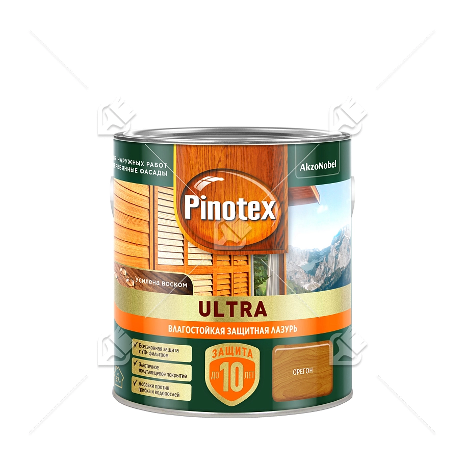 Пропитка декоративная для защиты древесины Pinotex Ultra AWB полуглянцевая орегон 2,5 л