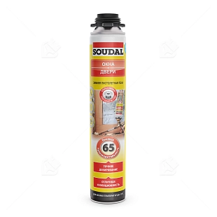 Пена профессиональная Soudal Окна-Двери 65 зимняя 820 мл