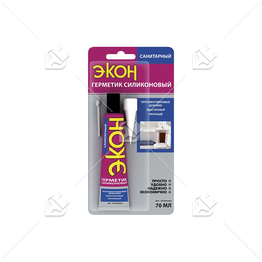 Герметик силиконовый санитарный Экон прозрачный 70 мл.