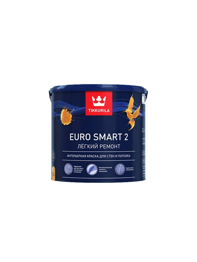 Краска интерьерная EURO SMART 2 A гл/мат 2,7л