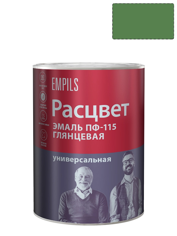 Эмаль ПФ-115 универсальная алкидная Расцвет глянцевая зеленая 0,9кг