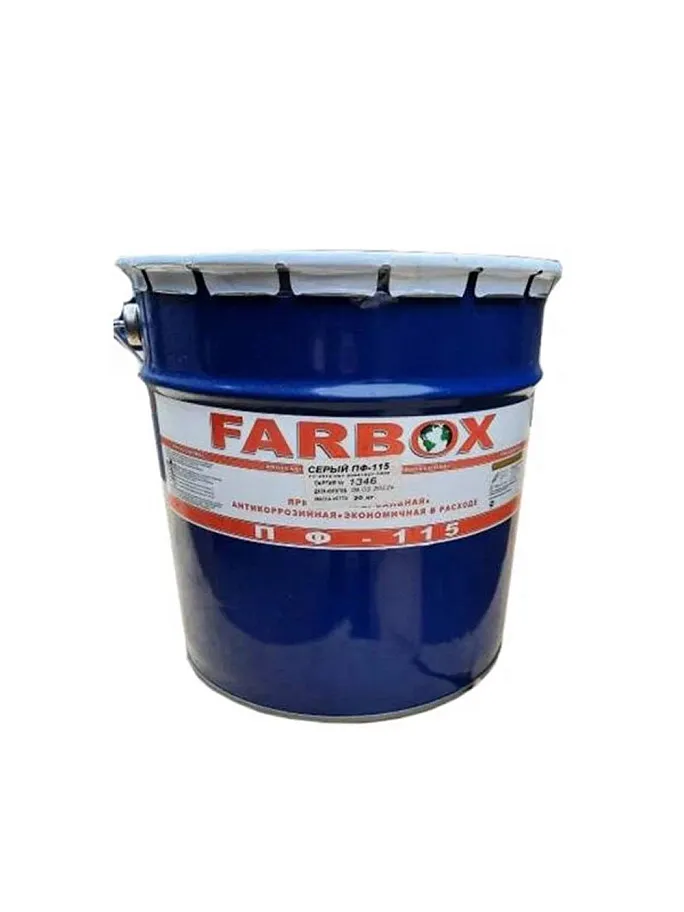 Эмаль ПФ-115 ТУ Farbox (ТПО ЛКМ) светло-серая 20 кг