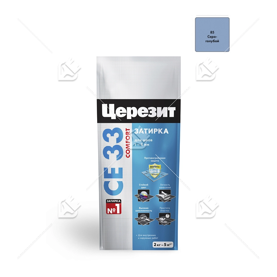 Затирка для узких швов до 6 мм Церезит СЕ 33 Comfort 82 голубая 2 кг