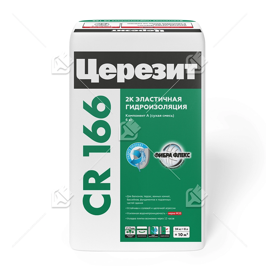 Состав гидроизоляционный двухкомпонентный Церезит CR 166 компонент А сухая смесь 24 кг