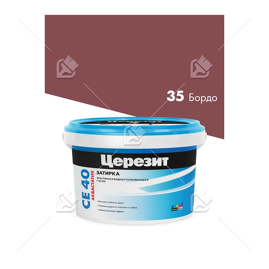 Затирка для швов до 10 мм водоотталкивающая Церезит СЕ 40 Аквасатик 35 бордо 2 кг
