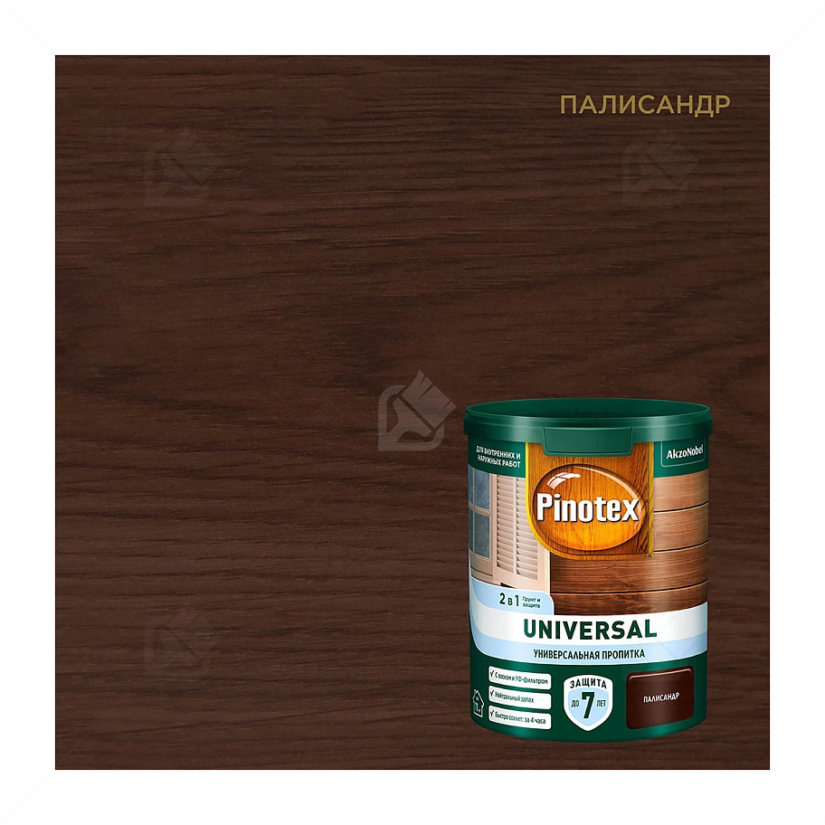 Pinotex Universal 2 в 1 универсальная пропитка для древесины Палисандр 0,9 л