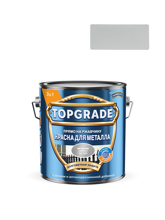 Краска для металла Topgrade гладкая глянцевая серебряная RAL 9006 2л