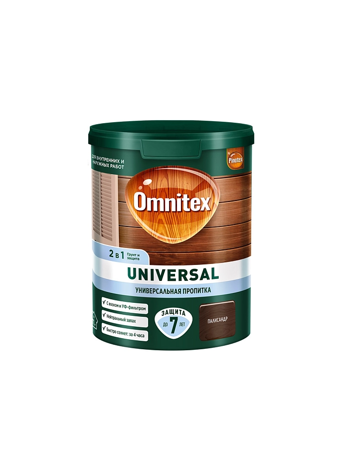 Пропитка защитная для дерева Omnitex Universal 2 в 1 палисандр 0,9 л
