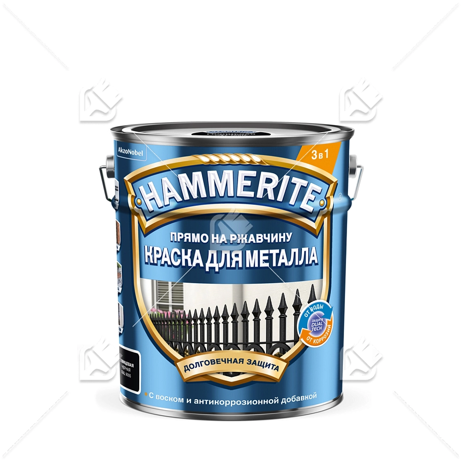 Хаммерайт гладк. глянц. черная (RAL 9005)(5 л) эмаль по ржавчине