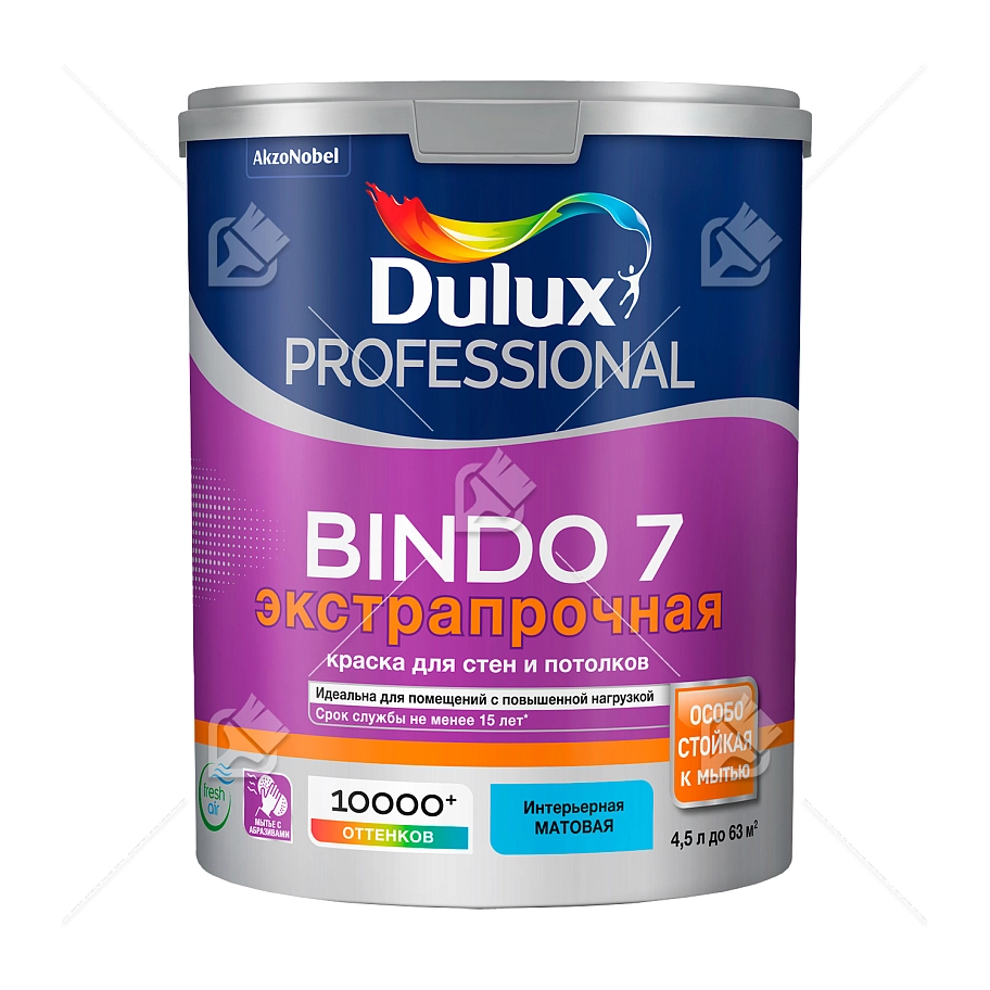Краска для стен и потолков латексная экстрапрочная Dulux Professional Bindo 7 матовая база BW 4,5 л.