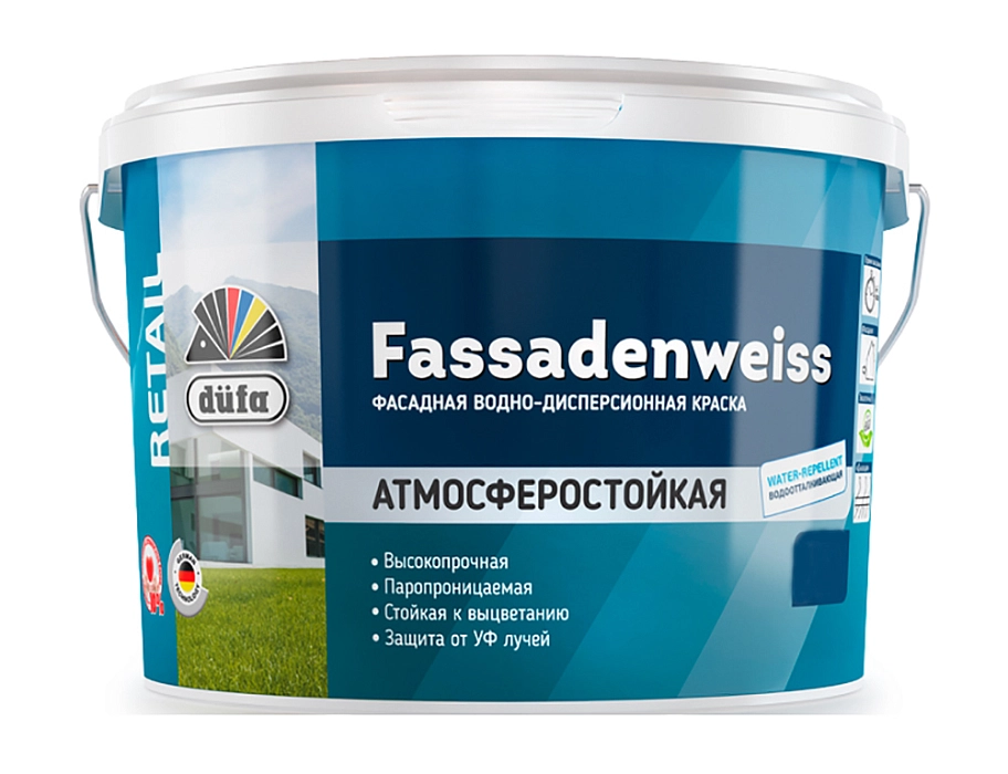 Dufa Retail Fassadenweiss / Дюфа Ритейл Фасаденвайс Краска фасадная водно-дисперсионная глубокоматовая