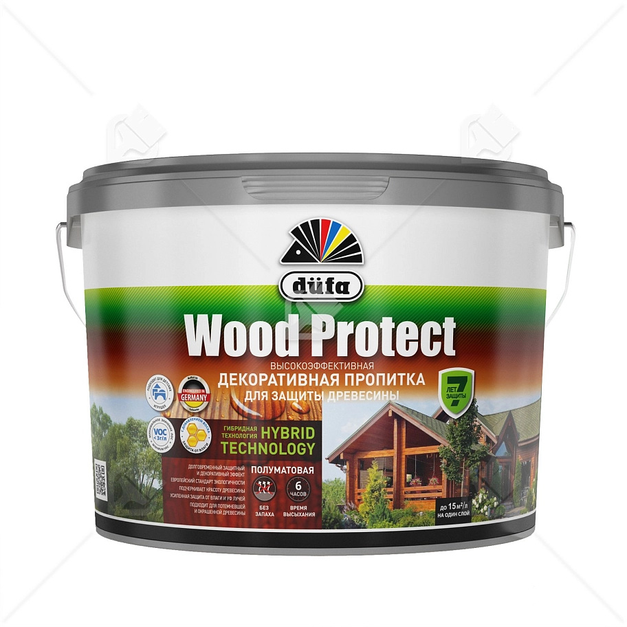 Пропитка декоративная для защиты древесины Dufa Wood Protect тик 9 л