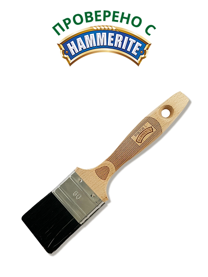 Кисть плоская Handmaler PRO YELLOW черная смешанная щетина буковая ручка 50 мм.