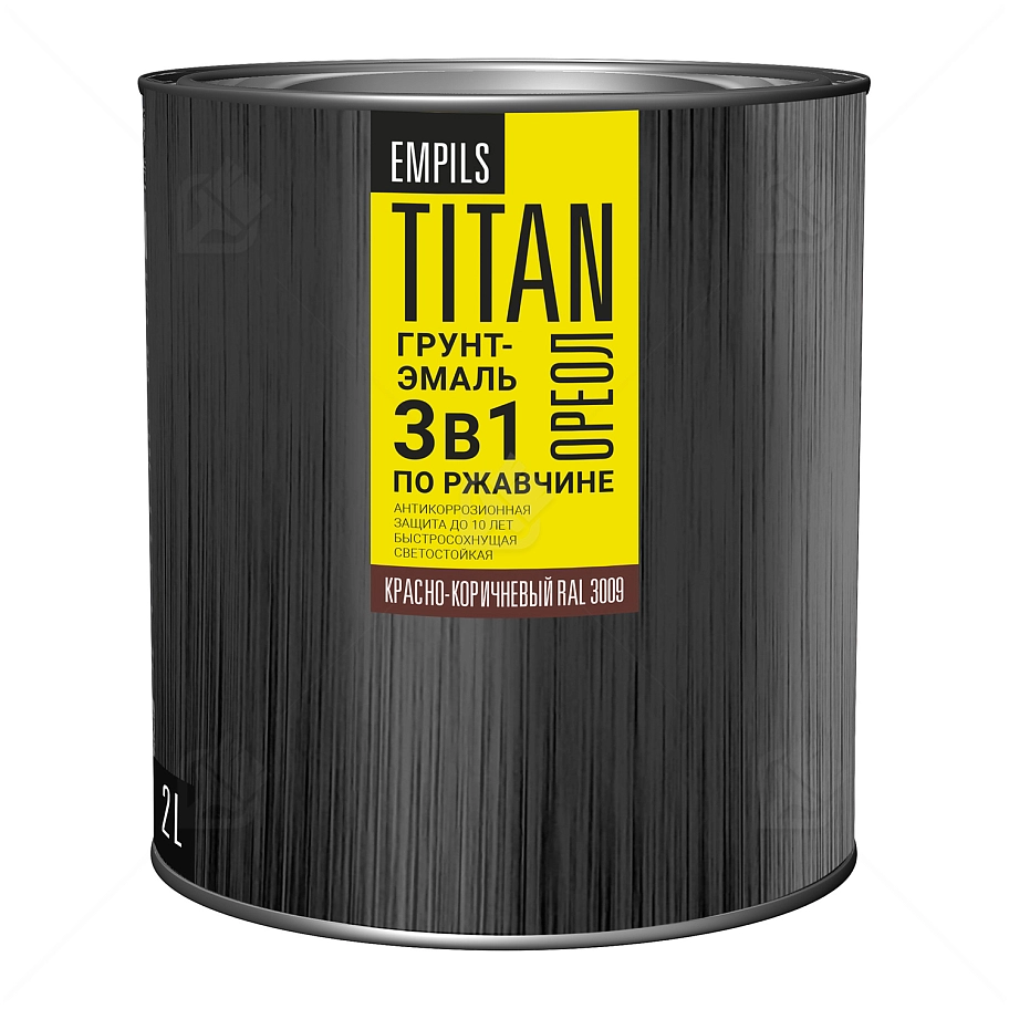 Грунт-эмаль для металлических поверхностей 3 в 1 Ореол Titan гладкая красно-коричневый RAL 3009 2 л