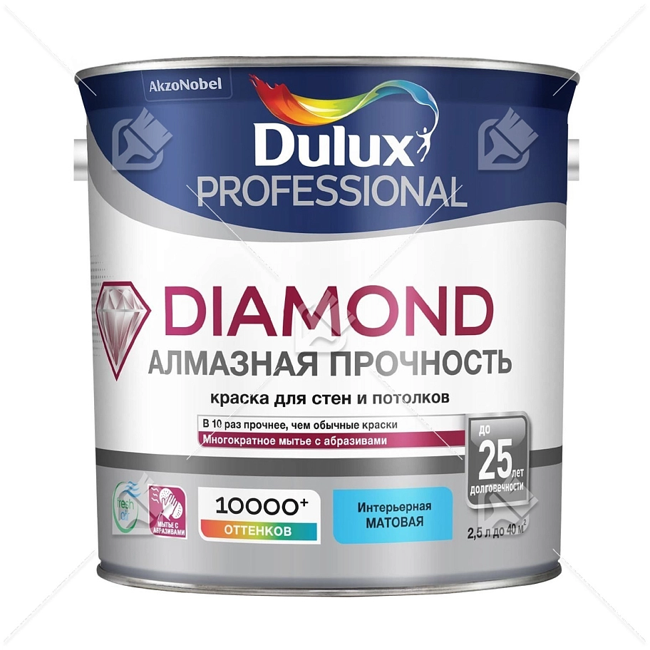 Краска для стен и потолков водно-дисперсионная Dulux Diamond Matt матовая база BW 2,5 л.