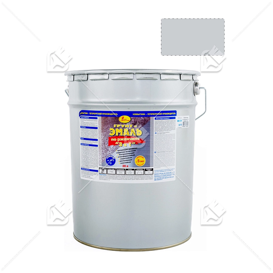 Грунт-эмаль на ржавчину 3 в 1 Новбытхим серая RAL7040 20 л.