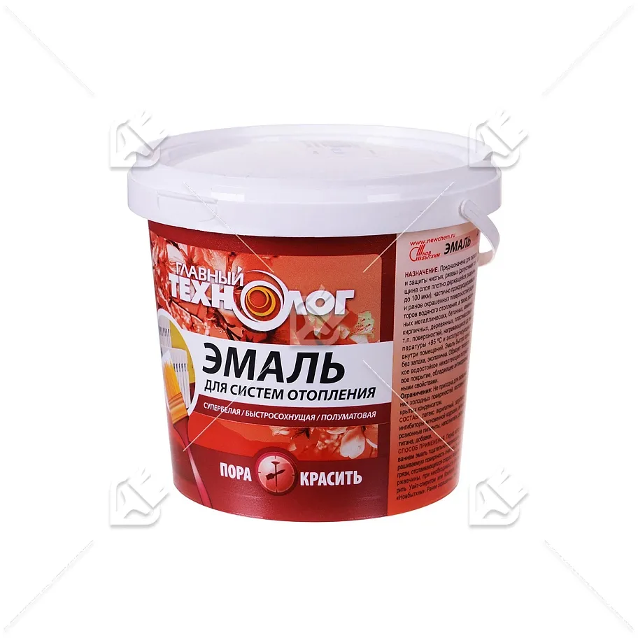 Эмаль для радиаторов Главный Технолог полуматовая супербелая 1 кг.