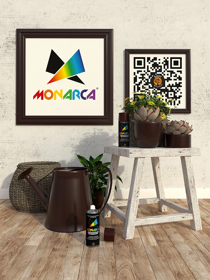 Краска универсальная аэрозольная акриловая Eastbrand Monarca RAL 8017 шоколадно-коричневая 520 мл.