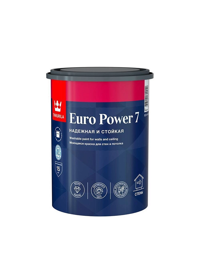 Краска интерная Tikkurila EURO POWER 7 A моющаяся, матовая 0,9л