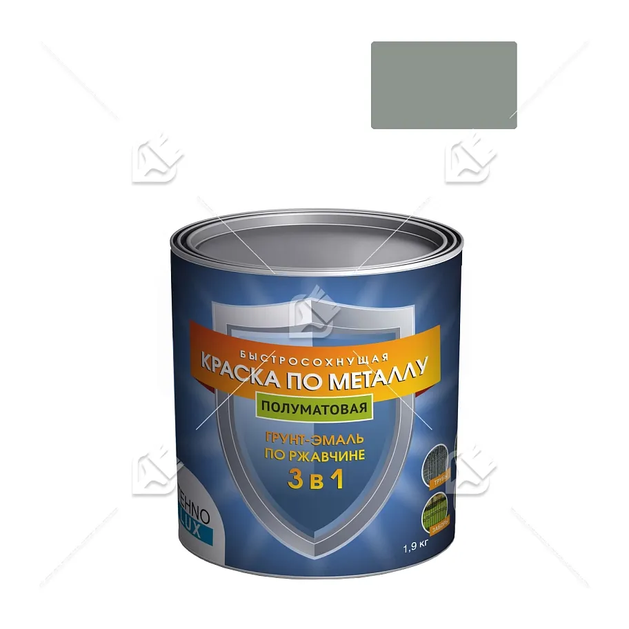 Грунт-эмаль 3 в 1 Технолюкс полуматовая серая RAL 7042 1,9 кг
