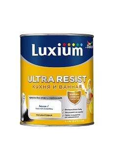 Краска для кухни и ванной латексная Luxium Ultra Resist полуматовая база BW 1 л
