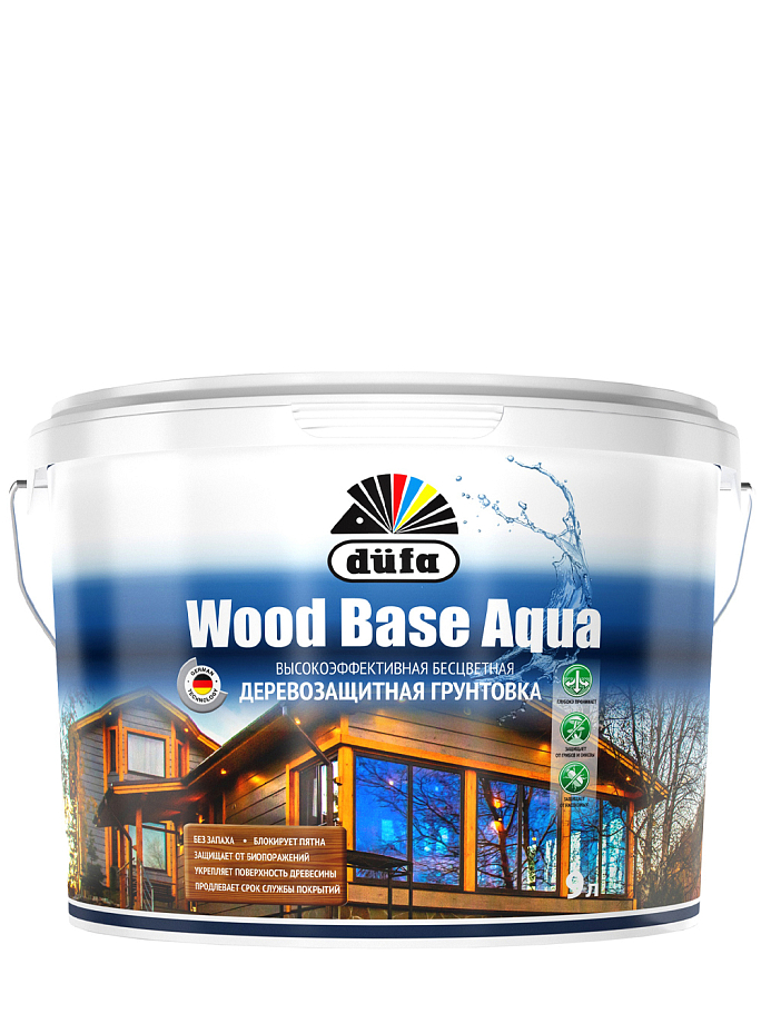 Грунт для защиты древесины Dufa Wood Base Aqua бесцветная 9 л