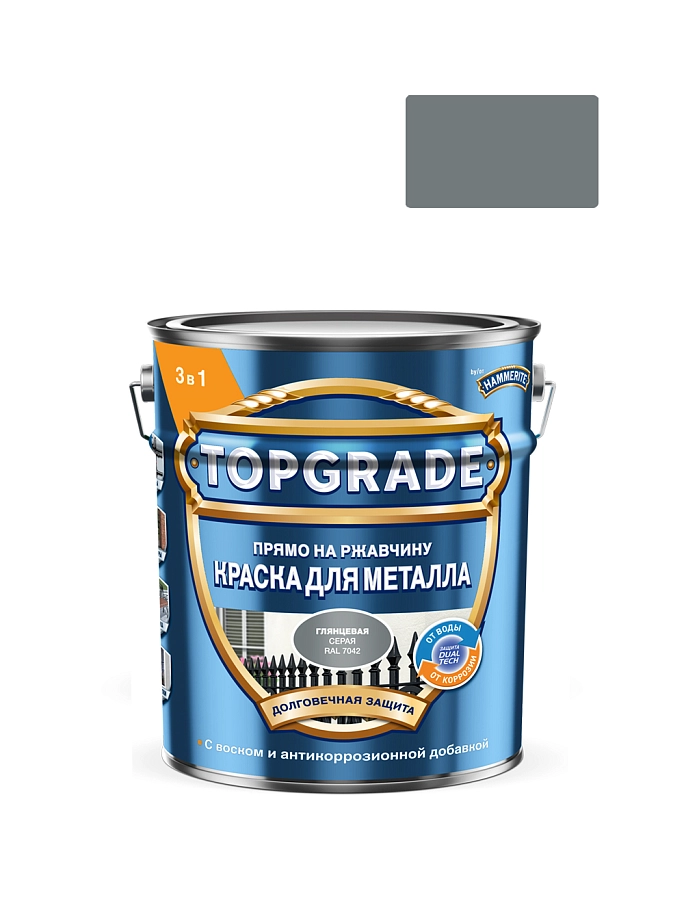 Краска для металла Topgrade гладкая глянцевая серая RAL 7042 5л