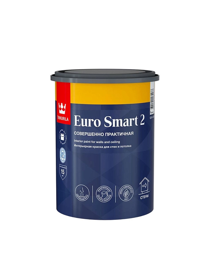Краска интерьерная EURO SMART 2 A гл/мат 0,9л