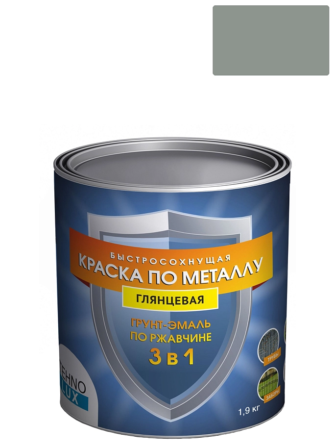 Грунт-эмаль 3 в 1 Технолюкс гладкая серая RAL 7042 1,9 кг