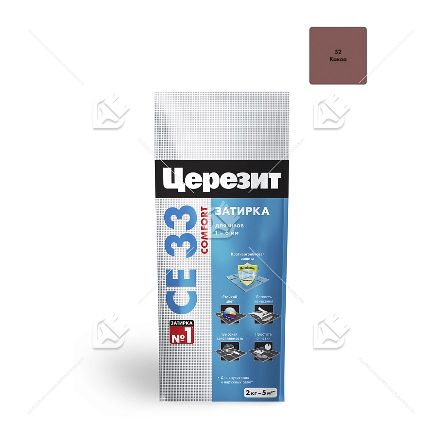 Затирка для узких швов до 6 мм Церезит СЕ 33 Comfort 52 какао 2 кг