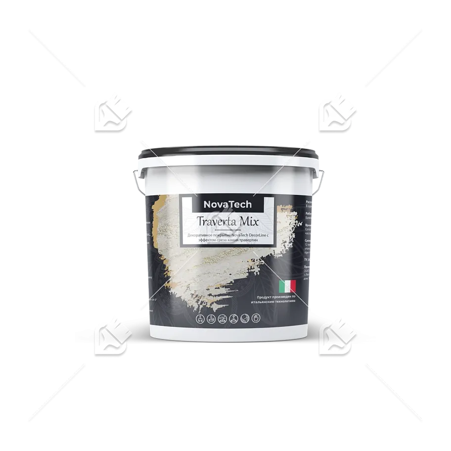 Штукатурка декоративная NovaTech Traverta Mix эффект камня травертина 16 кг
