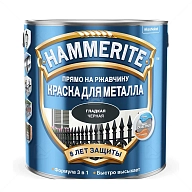 Краска для металлических поверхностей алкидная Hammerite гладкая черная 2,5 л
