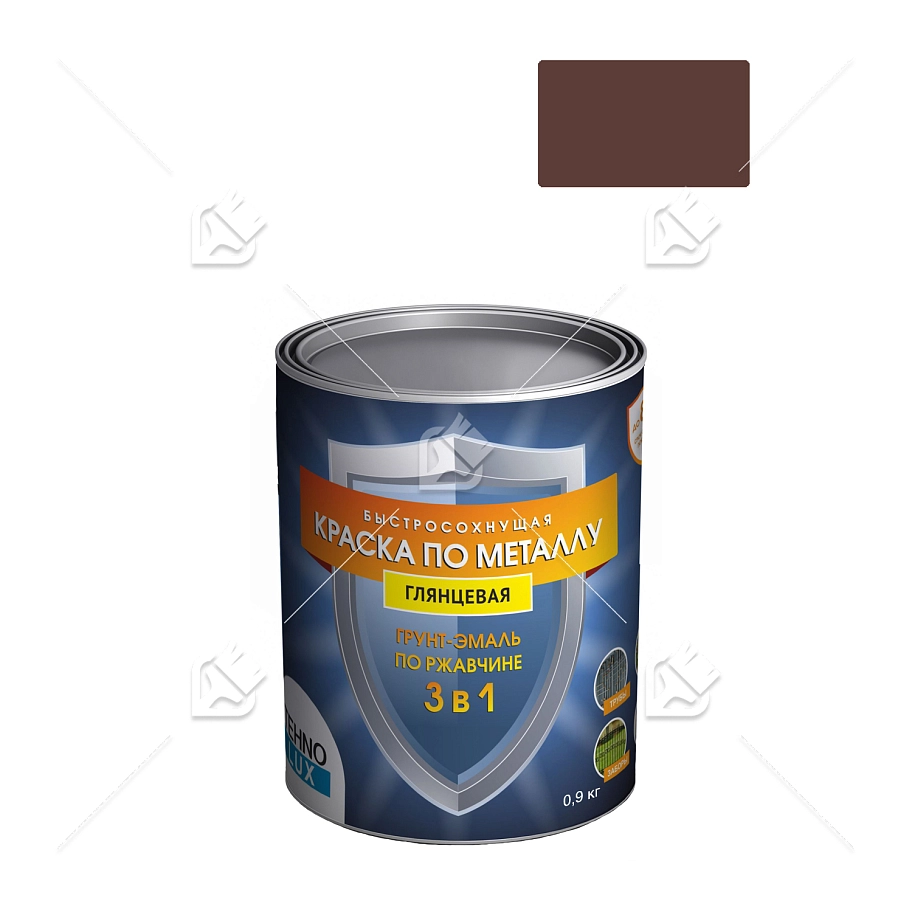 Грунт-эмаль 3 в 1 Технолюкс гладкая коричневая RAL 8017 0,9 кг