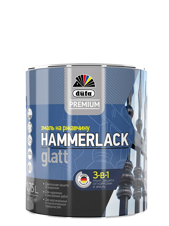 Dufa Premium Hammerlack / Дюфа Премиум Хаммерлак 3-в-1 Эмаль на ржавчину гладкая