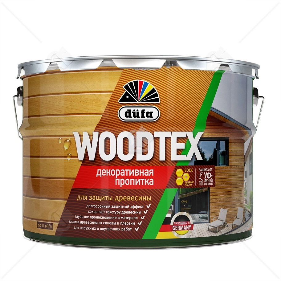 Пропитка декоративная для защиты древесины алкидная Dufa Woodtex белый 9л