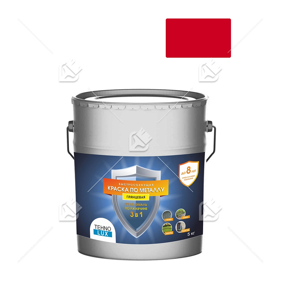 Грунт-эмаль 3 в 1 Технолюкс гладкая красная 5 кг