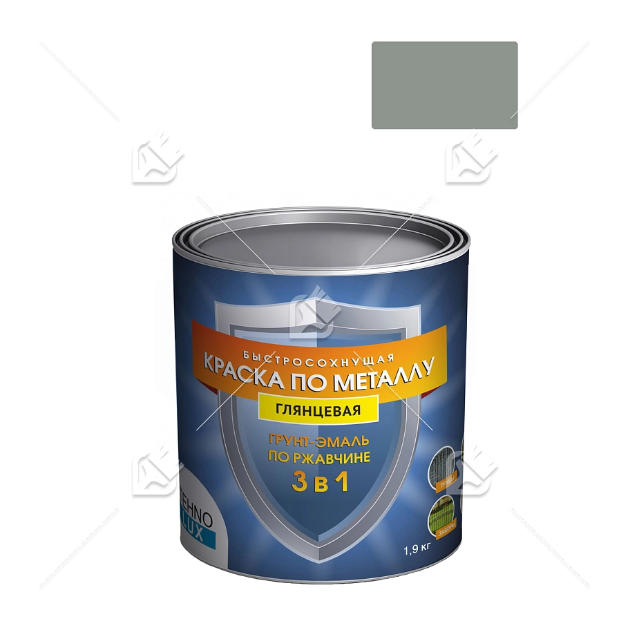 Грунт-эмаль 3 в 1 Технолюкс гладкая серая RAL 7042 1,9 кг