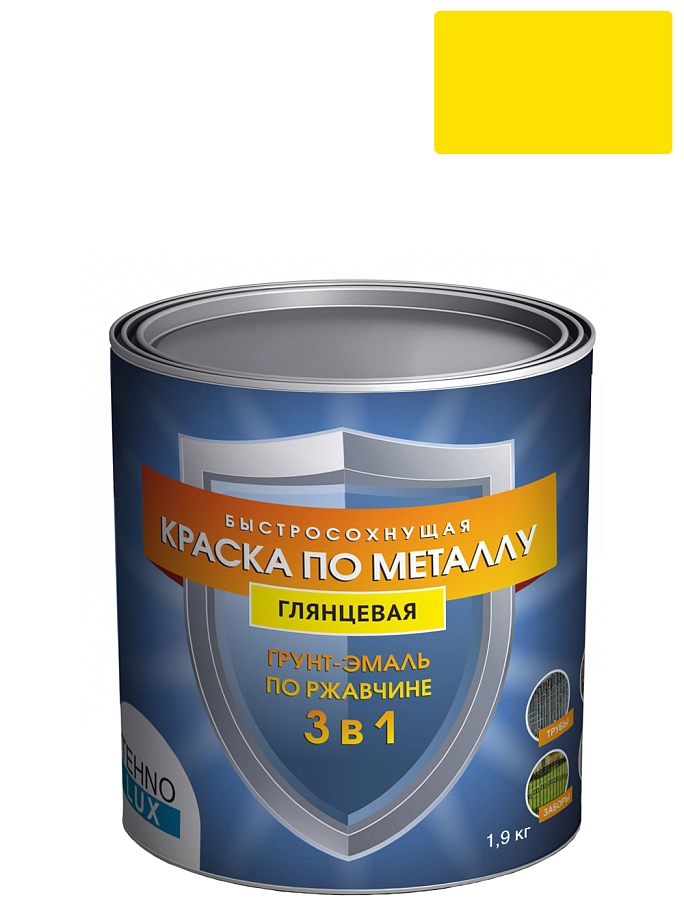 Грунт-эмаль 3 в 1 Технолюкс гладкая желтая 1,9 кг