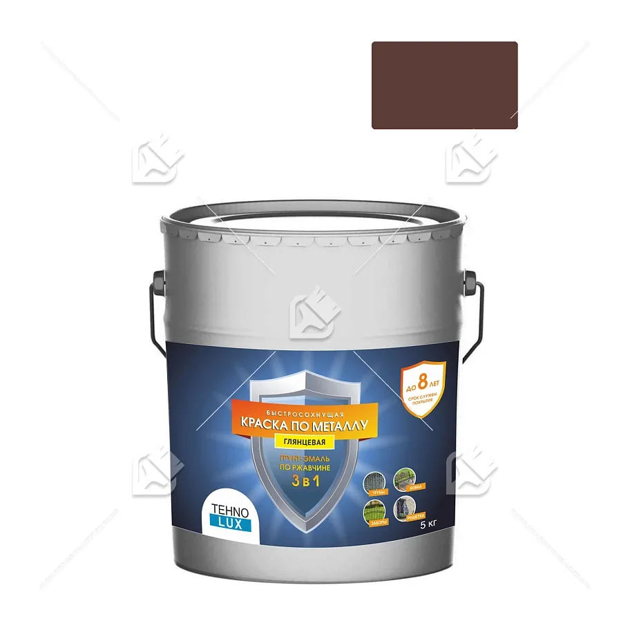 Грунт-эмаль 3 в 1 Технолюкс гладкая коричневая RAL 8017 5 кг