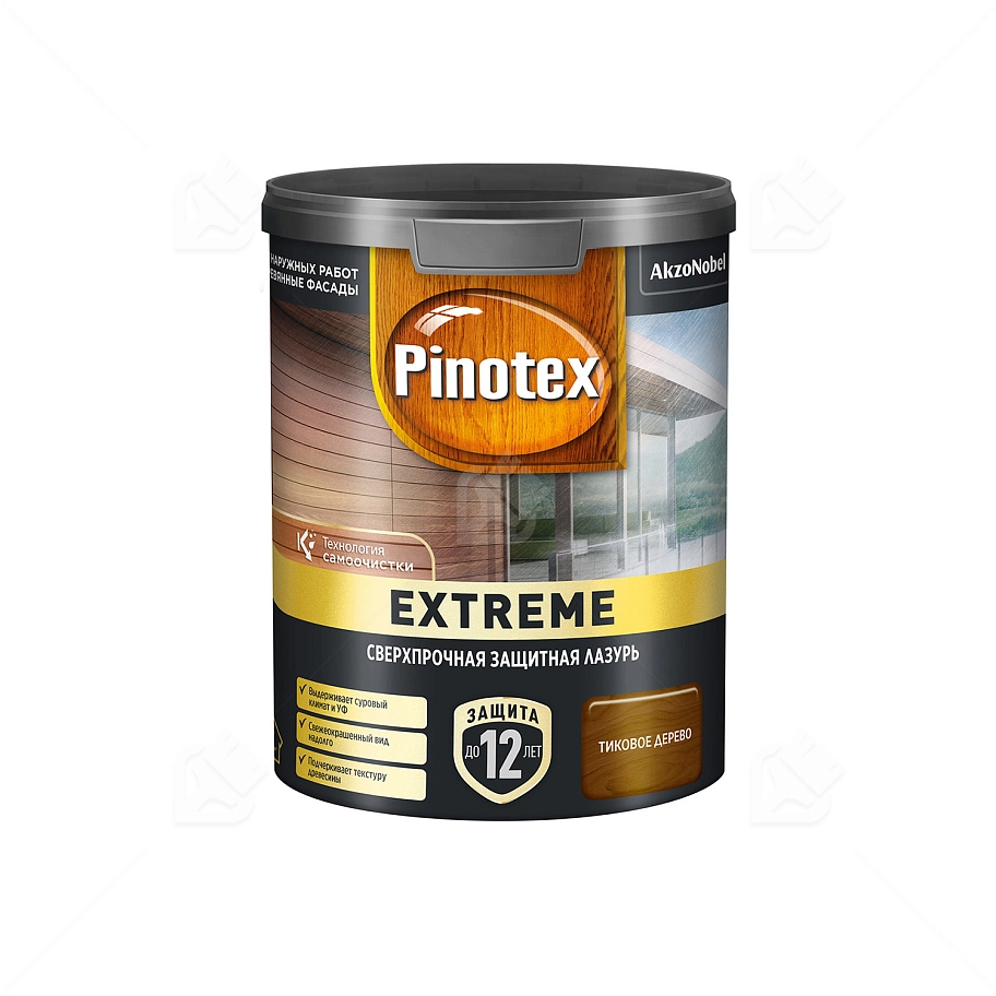 Пропитка декоративная для защиты древесины Pinotex Extreme тик полуматовая 0,9 л
