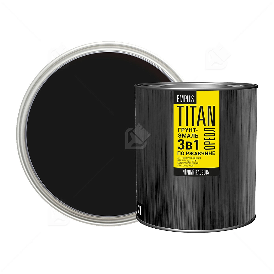 Грунт-эмаль для металлических поверхностей 3 в 1 Ореол Титан гладкая чёрный RAL 9005 2 л