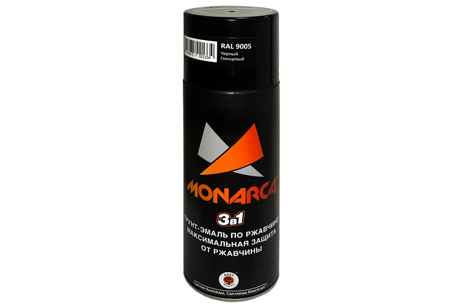 Грунт-эмаль по ржавчине аэрозольный акриловый Eastbrand Monarca глянцевый RAL9005 черный 520 мл.