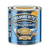 Краска для металлических поверхностей алкидная Hammerite гладкая золото 2,5 л