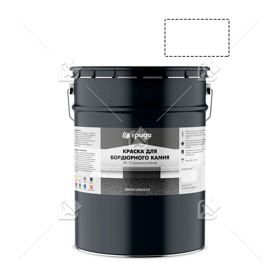 Краска для бордюрного камня износостойкая Грида АК-15 белая 30 кг