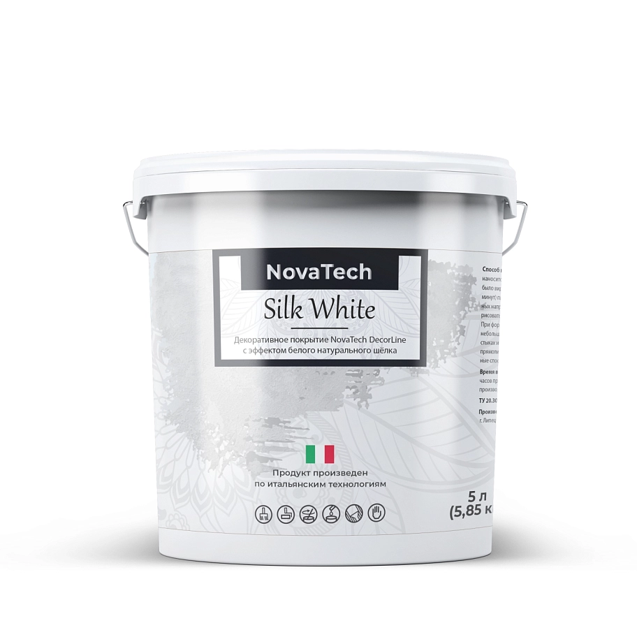 NovaTech Silk White / Новатэк Силк Вайт Декоративное покрытие c эффектом белого шелка